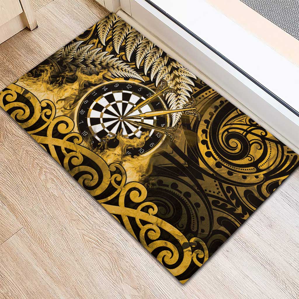 New Zealand Darts Rubber Doormat Maori Koru Dartboard Gold Flame LT05 - Polynesian Pride