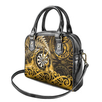 New Zealand Darts Shoulder Handbag Maori Koru Dartboard Gold Flame