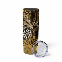 Personalised New Zealand Darts Skinny Tumbler Maori Koru Dartboard Gold Flame