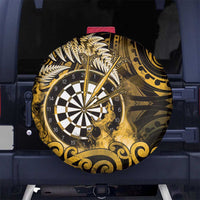New Zealand Darts Spare Tire Cover Maori Koru Dartboard Gold Flame
