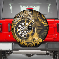 New Zealand Darts Spare Tire Cover Maori Koru Dartboard Gold Flame
