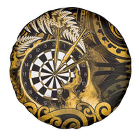 New Zealand Darts Spare Tire Cover Maori Koru Dartboard Gold Flame