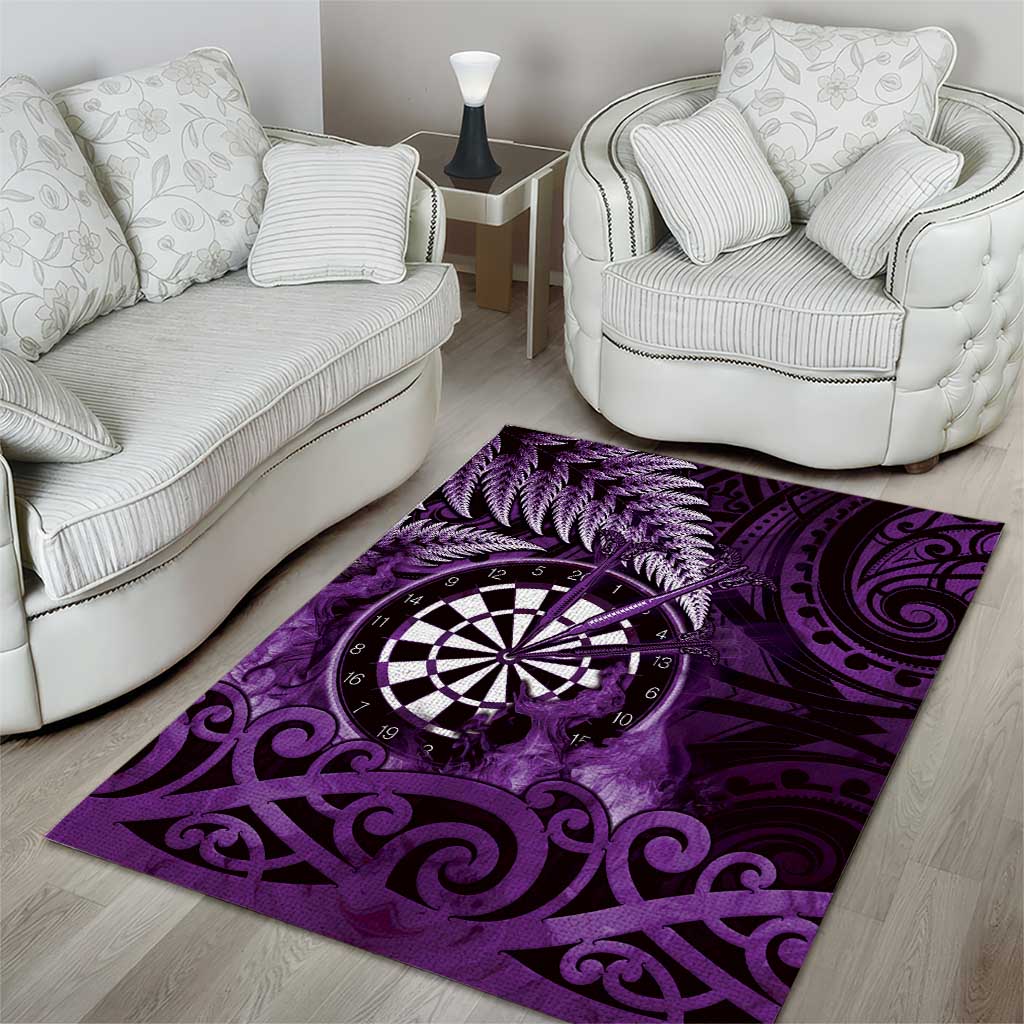 New Zealand Darts Area Rug Maori Koru Dartboard Purple Flame