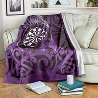 New Zealand Darts Blanket Maori Koru Dartboard Purple Flame