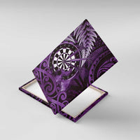 New Zealand Darts Canvas Wall Art Maori Koru Dartboard Purple Flame