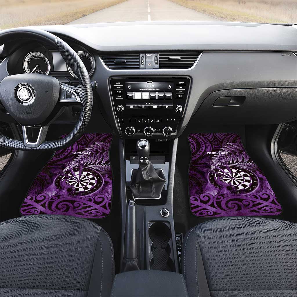 New Zealand Darts Car Mats Maori Koru Dartboard Purple Flame