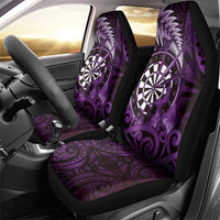 New Zealand Darts Car Seat Cover Maori Koru Dartboard Purple Flame