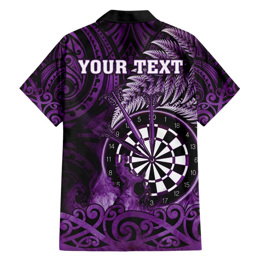 Personalised New Zealand Darts Family Matching Tank Maxi Dress and Hawaiian Shirt Maori Koru Dartboard Purple Flame
