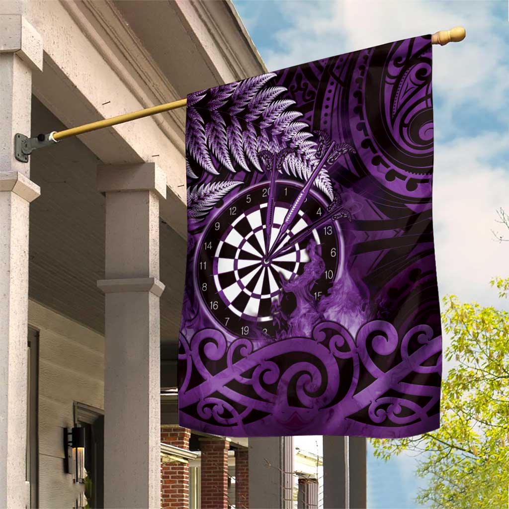 New Zealand Darts Garden Flag Maori Koru Dartboard Purple Flame LT05 House Flag Purple - Polynesian Pride