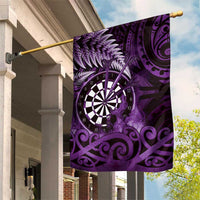 New Zealand Darts Garden Flag Maori Koru Dartboard Purple Flame LT05 House Flag Purple - Polynesian Pride