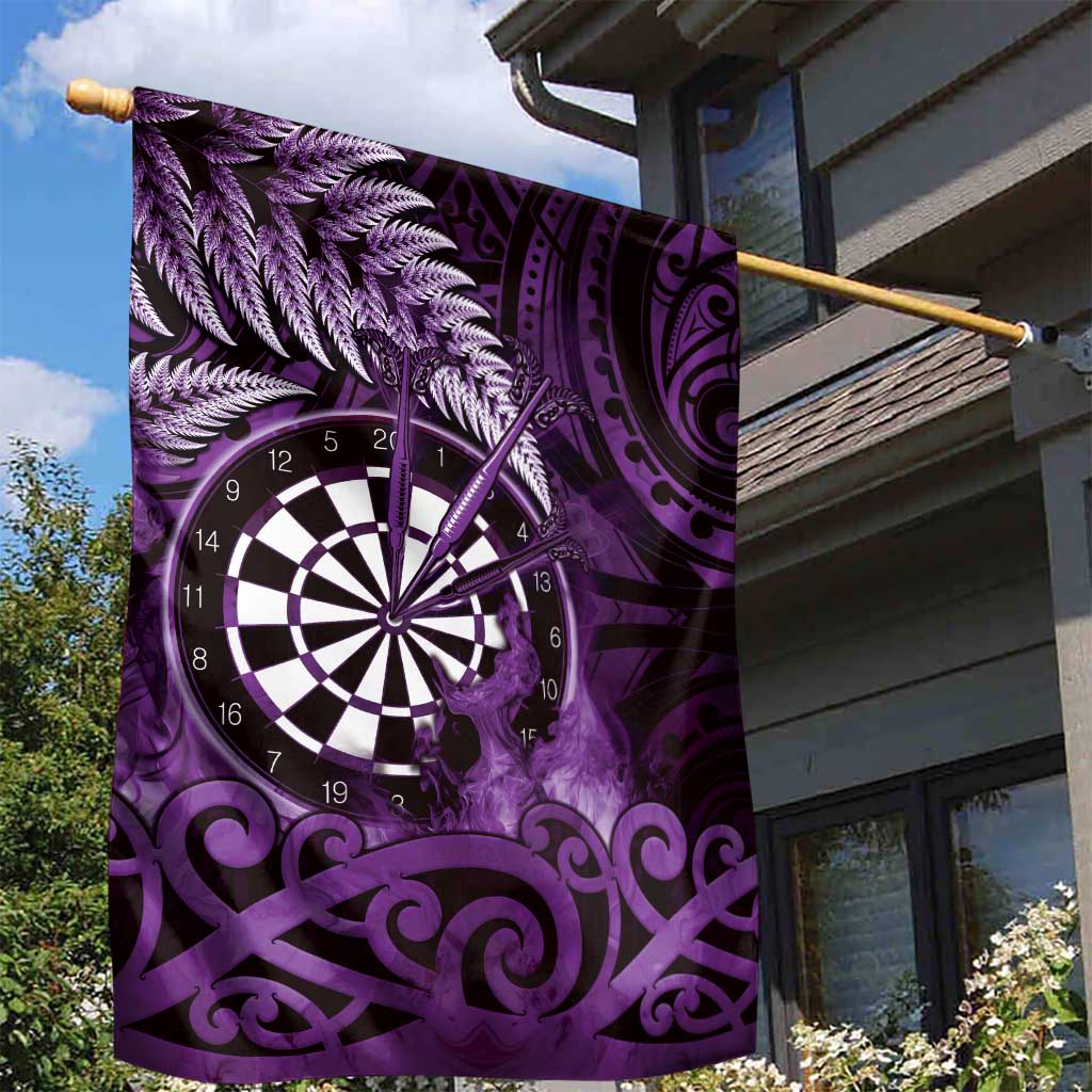 New Zealand Darts Garden Flag Maori Koru Dartboard Purple Flame LT05 - Polynesian Pride
