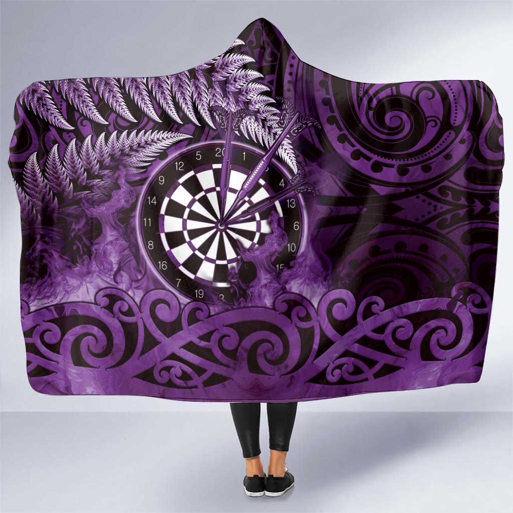New Zealand Darts Hooded Blanket Maori Koru Dartboard Purple Flame LT05 One Size Purple - Polynesian Pride
