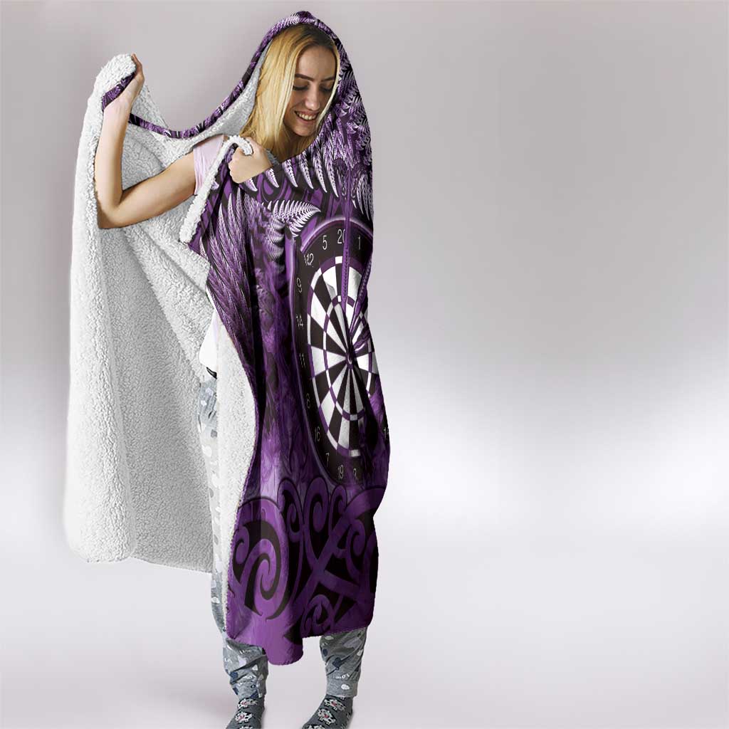 New Zealand Darts Hooded Blanket Maori Koru Dartboard Purple Flame LT05 - Polynesian Pride