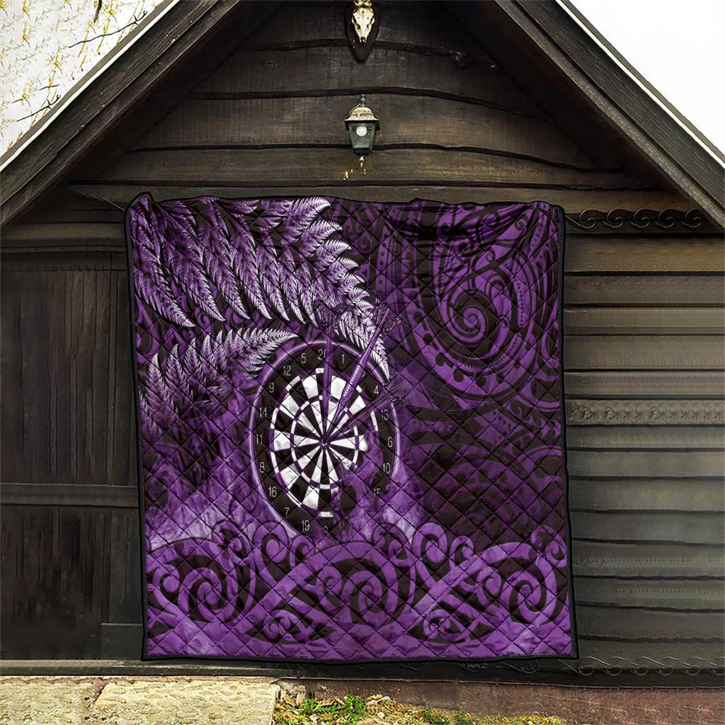 New Zealand Darts Quilt Maori Koru Dartboard Purple Flame