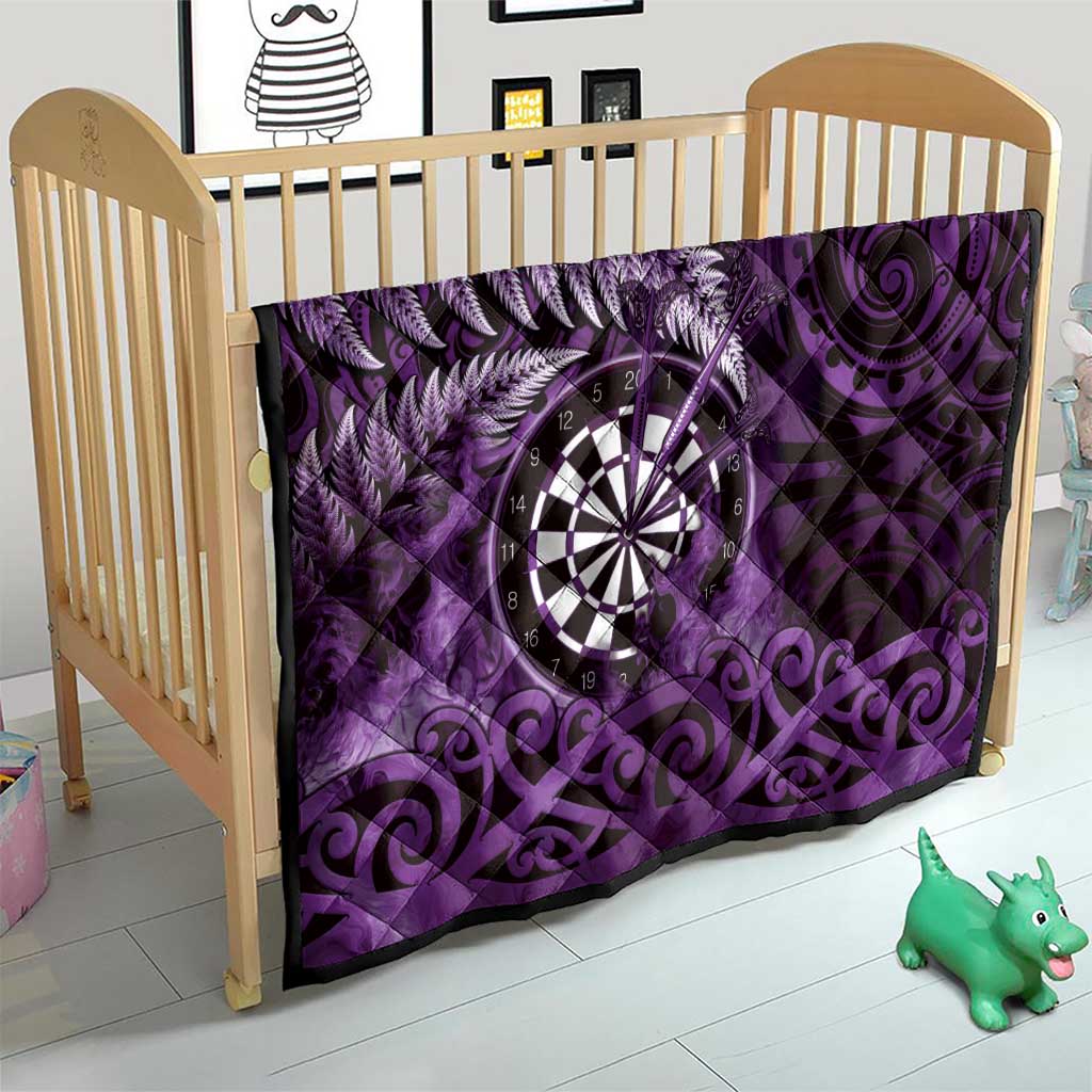 New Zealand Darts Quilt Maori Koru Dartboard Purple Flame