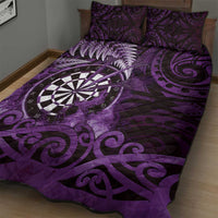 New Zealand Darts Quilt Bed Set Maori Koru Dartboard Purple Flame