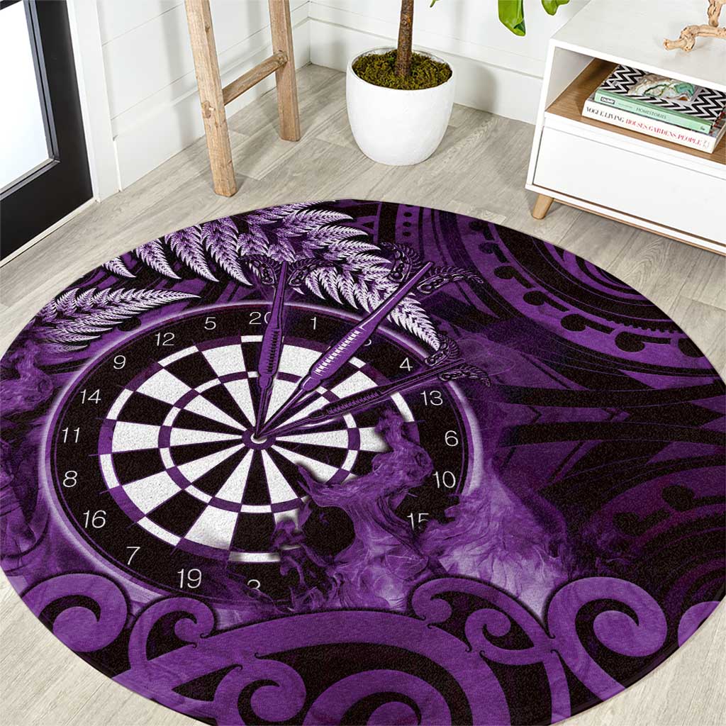 New Zealand Darts Round Carpet Maori Koru Dartboard Purple Flame