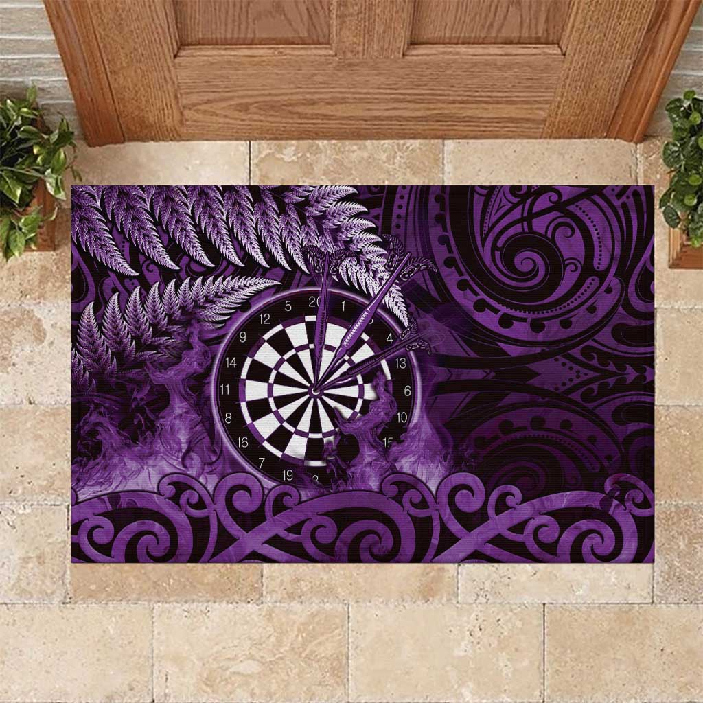 New Zealand Darts Rubber Doormat Maori Koru Dartboard Purple Flame LT05 Purple - Polynesian Pride