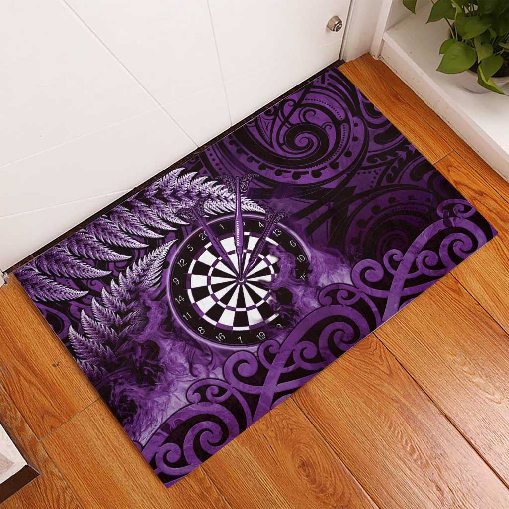 New Zealand Darts Rubber Doormat Maori Koru Dartboard Purple Flame LT05 - Polynesian Pride
