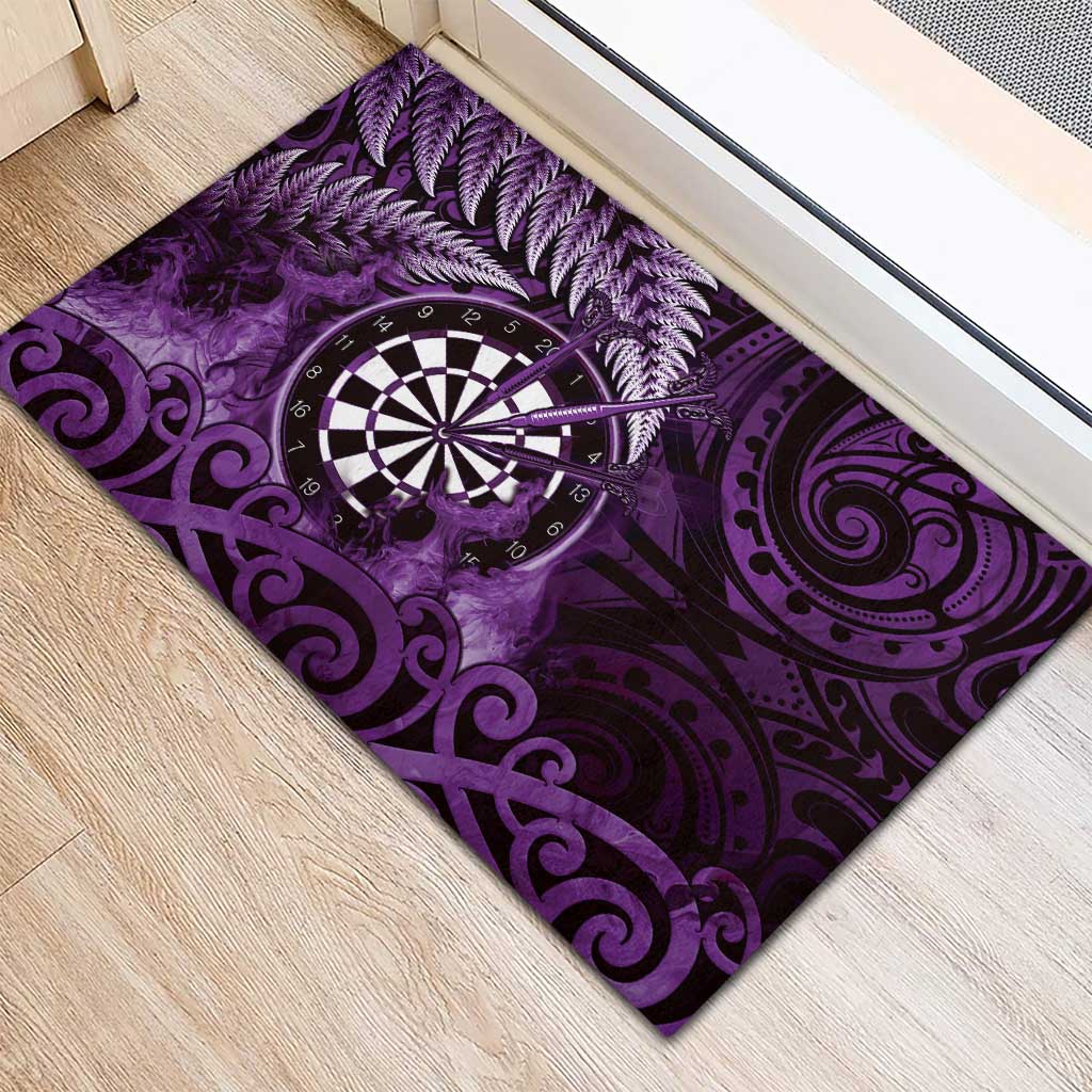 New Zealand Darts Rubber Doormat Maori Koru Dartboard Purple Flame LT05 - Polynesian Pride