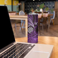 Personalised New Zealand Darts Skinny Tumbler Maori Koru Dartboard Purple Flame