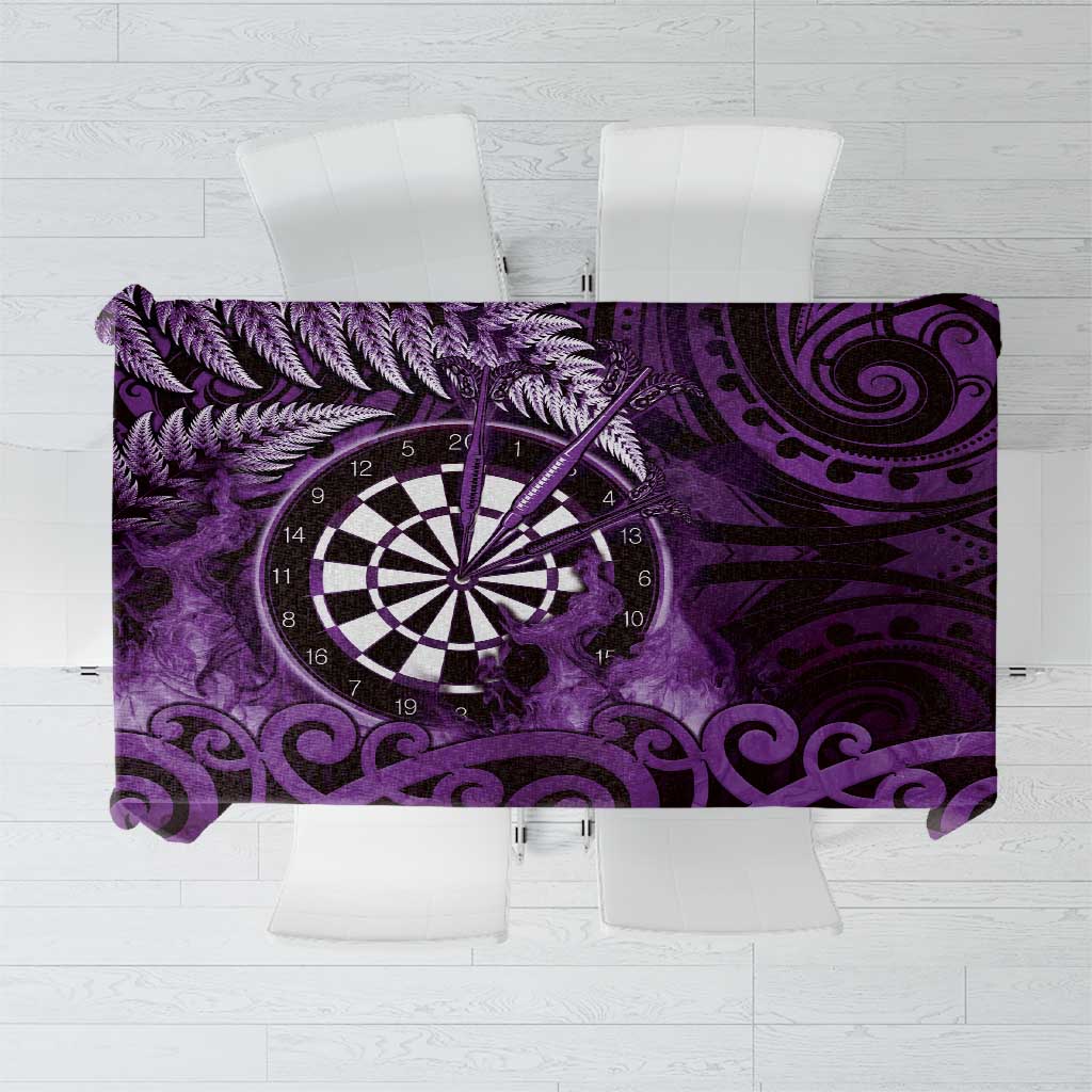 New Zealand Darts Tablecloth Maori Koru Dartboard Purple Flame
