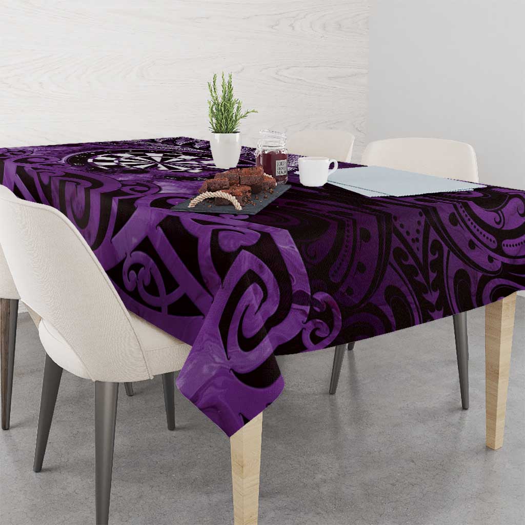 New Zealand Darts Tablecloth Maori Koru Dartboard Purple Flame
