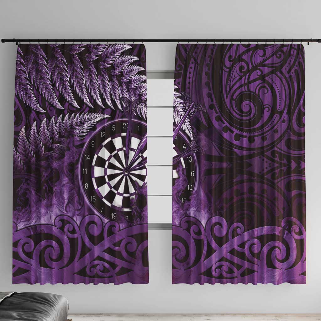 New Zealand Darts Window Curtain Maori Koru Dartboard Purple Flame