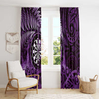 New Zealand Darts Window Curtain Maori Koru Dartboard Purple Flame