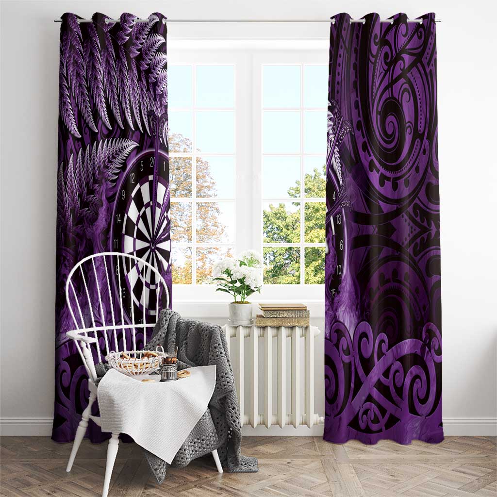New Zealand Darts Window Curtain Maori Koru Dartboard Purple Flame