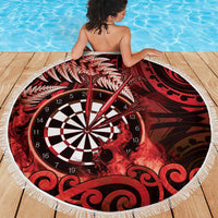 New Zealand Darts Beach Blanket Maori Koru Dartboard Red Flame