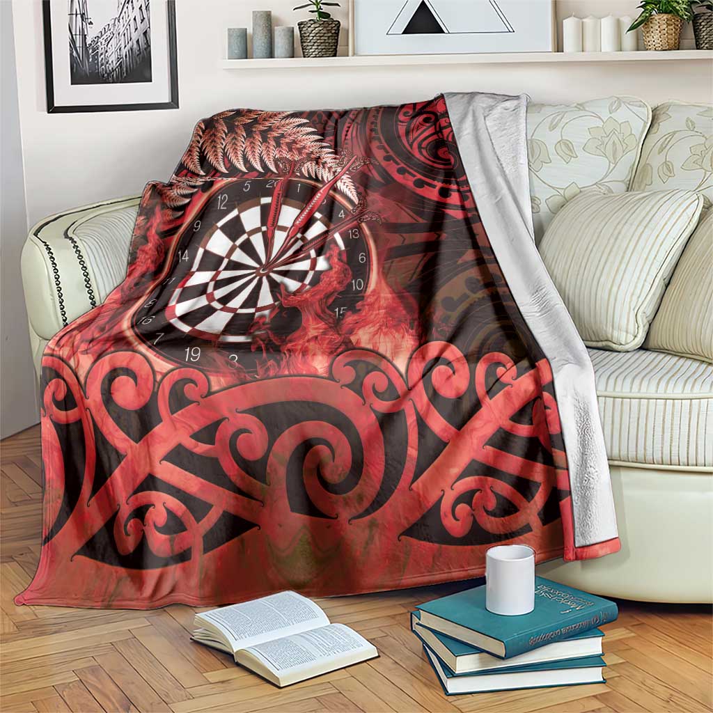 New Zealand Darts Blanket Maori Koru Dartboard Red Flame