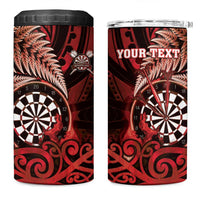 Personalised New Zealand Darts 4 in 1 Can Cooler Tumbler Maori Koru Dartboard Red Flame