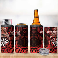 Personalised New Zealand Darts 4 in 1 Can Cooler Tumbler Maori Koru Dartboard Red Flame