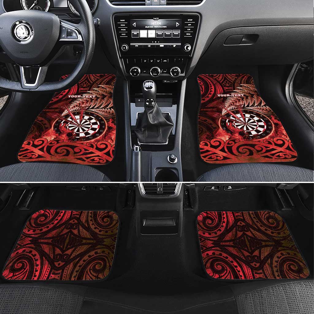 New Zealand Darts Car Mats Maori Koru Dartboard Red Flame