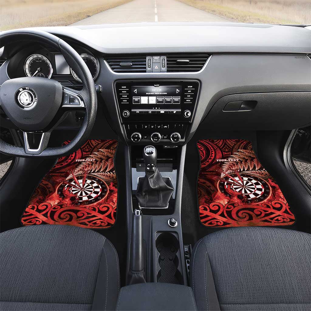 New Zealand Darts Car Mats Maori Koru Dartboard Red Flame