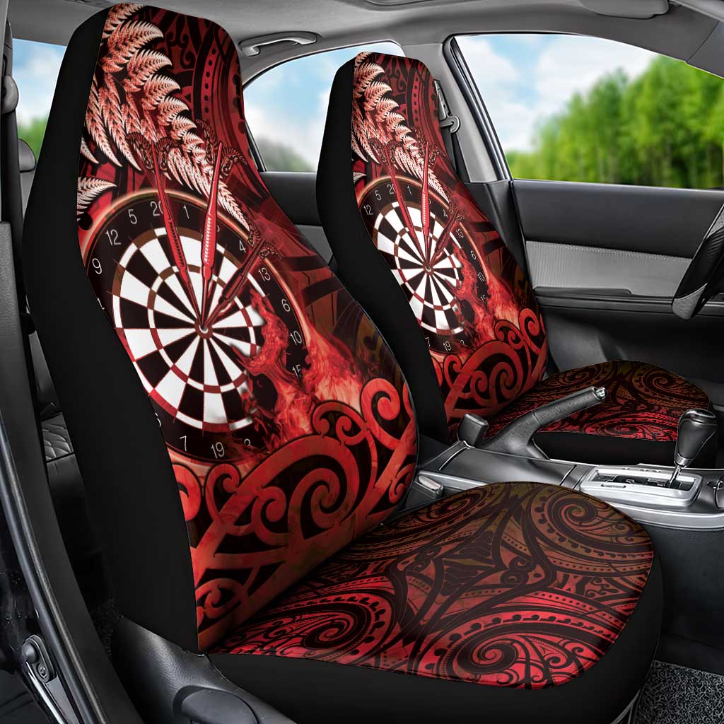 New Zealand Darts Car Seat Cover Maori Koru Dartboard Red Flame