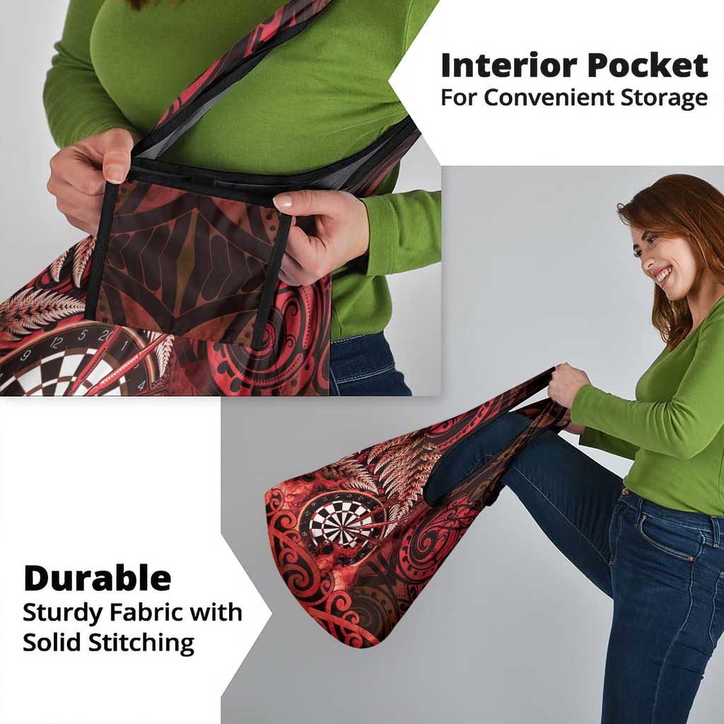 New Zealand Darts Grocery Bag Maori Koru Dartboard Red Flame