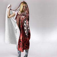 New Zealand Darts Hooded Blanket Maori Koru Dartboard Red Flame