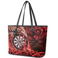 New Zealand Darts Leather Tote Bag Maori Koru Dartboard Red Flame