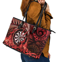 New Zealand Darts Leather Tote Bag Maori Koru Dartboard Red Flame