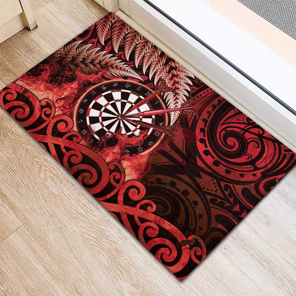 New Zealand Darts Rubber Doormat Maori Koru Dartboard Red Flame