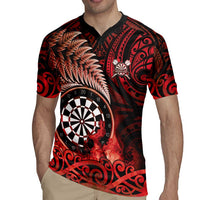 Personalised New Zealand Darts Rugby Jersey Maori Koru Dartboard Red Flame