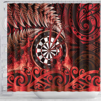 New Zealand Darts Shower Curtain Maori Koru Dartboard Red Flame