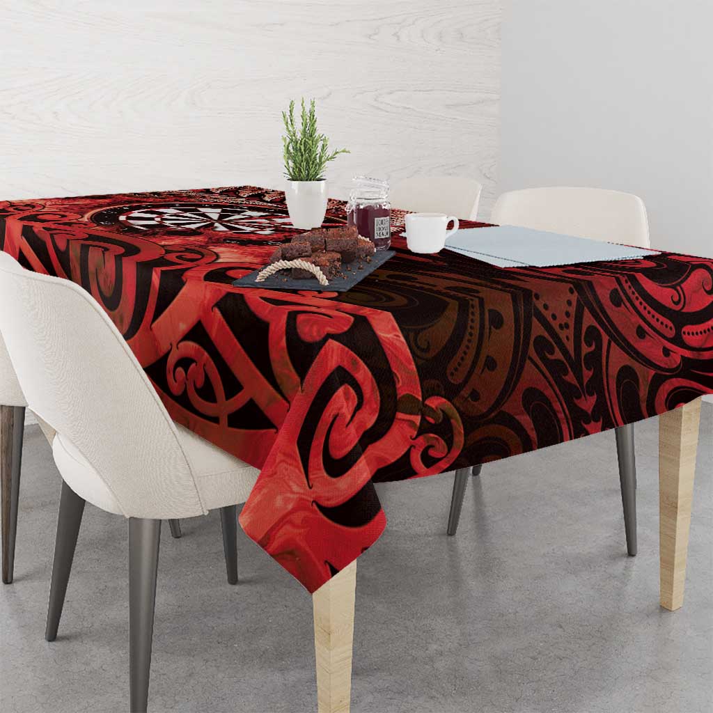 New Zealand Darts Tablecloth Maori Koru Dartboard Red Flame