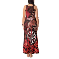 Personalised New Zealand Darts Tank Maxi Dress Maori Koru Dartboard Red Flame