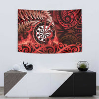 New Zealand Darts Tapestry Maori Koru Dartboard Red Flame