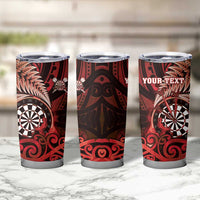 Personalised New Zealand Darts Tumbler Cup Maori Koru Dartboard Red Flame