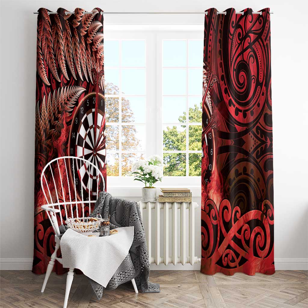New Zealand Darts Window Curtain Maori Koru Dartboard Red Flame