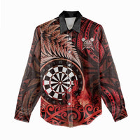 Personalised New Zealand Darts Women Casual Shirt Maori Koru Dartboard Red Flame